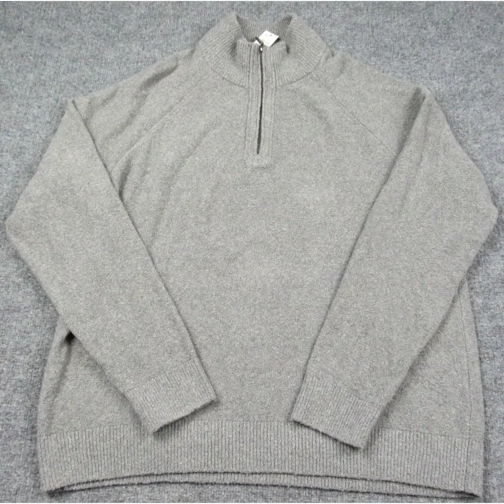 Banana Republic Factory Sweater Extra Large Half Zip Boucle‎ Grey Heather